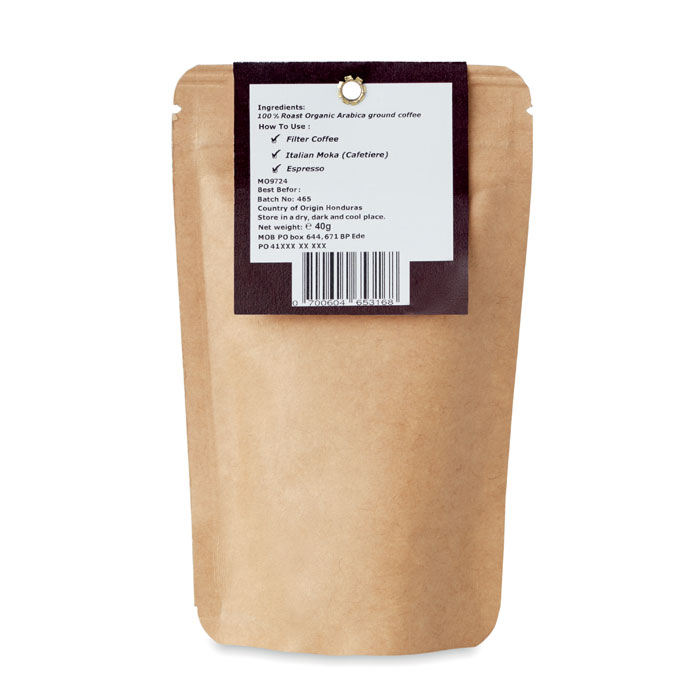 Cafea organică Arabica de 40 g personalizate Cafea organică Arabica de 40 g personalizate