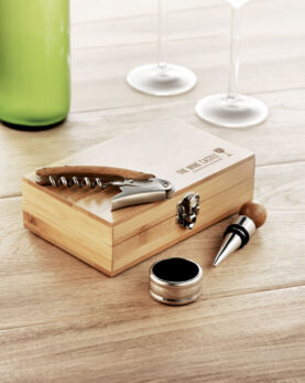 Set vin în cutie din bambus personalizate